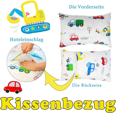 KEAYOO Kinderbettwäsche 100 x 135 100% Baumwolle Autos mit Reissverschluss für Mädchen Jungen Autos