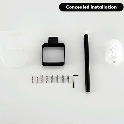 CASEWIND Toilettenbürstenhalter Schwarz, WC Bürste Set Matt Edelstahl, Wandmontage Klobürstehalter m