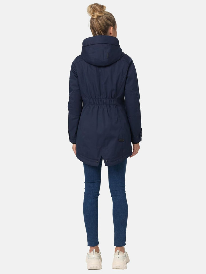 Navahoo Damen Übergangsjacke Warmer Kurzmantel Regenjacke wasserdicht mit Kapuze Brinjaa XS-XXL S Na