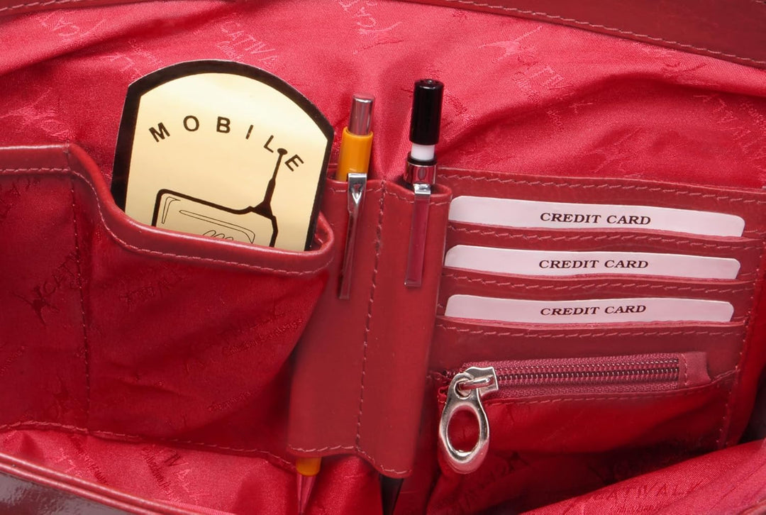 Catwalk Collection Handbags - Leder - Übergrosse Laptoptasche Schultasche/Organizer/Arbeitstasche/Ak