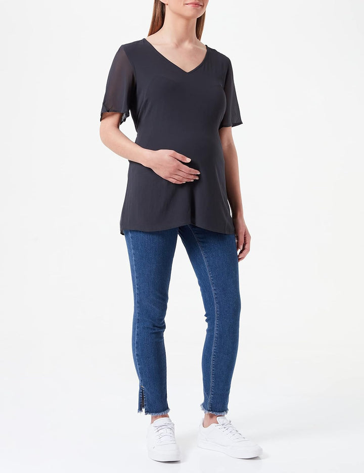 Noppies Damen Blouse Short Sleeve Kula Bluse 34 Blue Graphite - P334, 34 Blue Graphite - P334