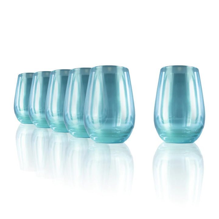 Stölzle Lausitz Longdrinkbecher Mirror Türkis / 6er Set Trinkgläser/Cocktailgläser/hochwertiges Long