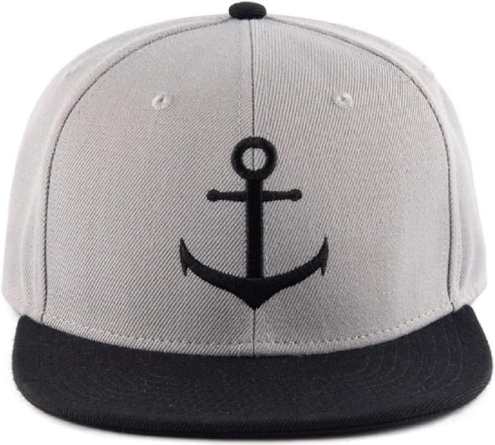 Bexxwell Snapback Caps 2er-Set Partnerlook für Klein und Gross grau/schwarz mit Anker (optimale Pass