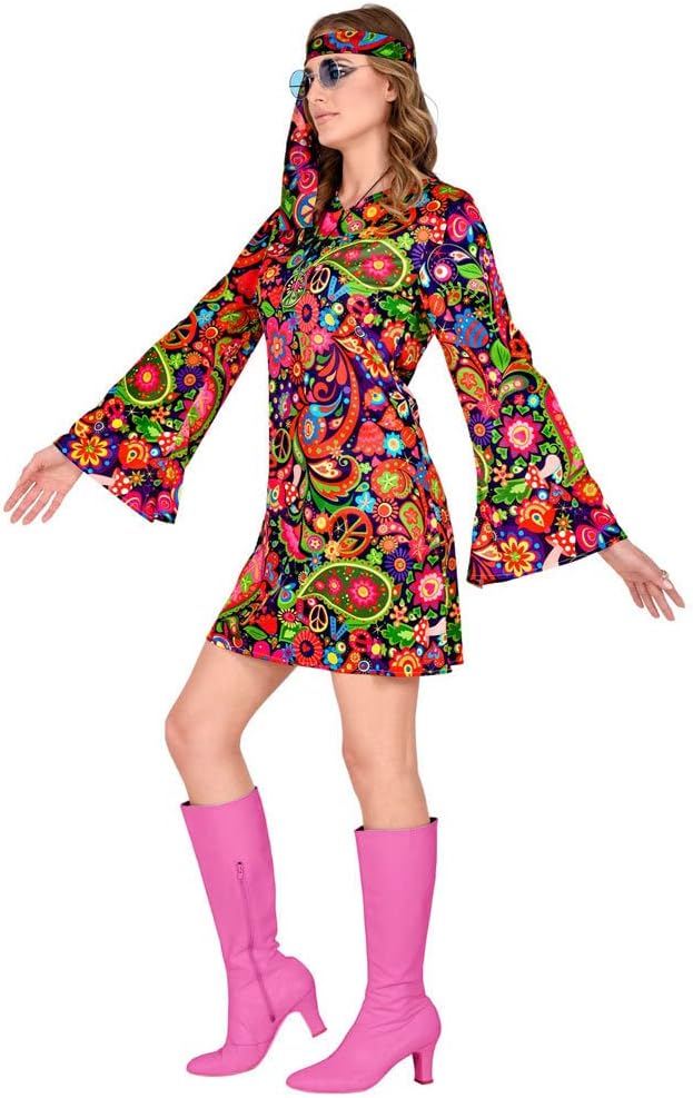 W WIDMANN MILANO Party Fashion - Kostüm Hippie, Blumenkleid und Stirnband, Flower Power, 70s, Faschi