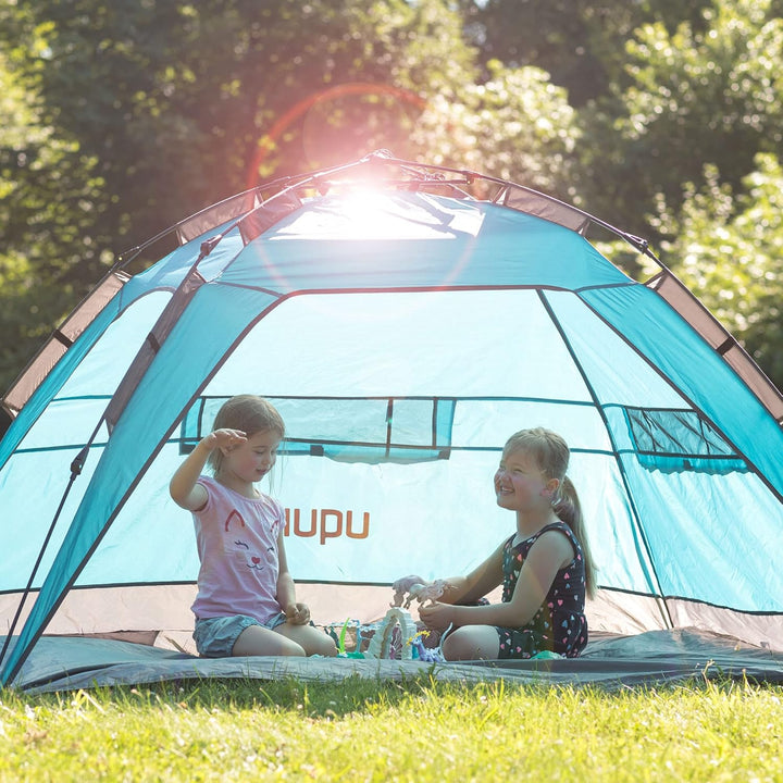 Uquip XL Buzzy Strandzelt mit UV Schutz 50+ Sonnenschutz, Windschutz oder Regenschutz für die ganze