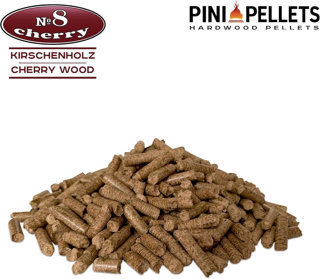 PINI Grillpellets № 8 Kirsche 10 kg BBQ Hartholzpellets zum Grillen Räuchern Smoken