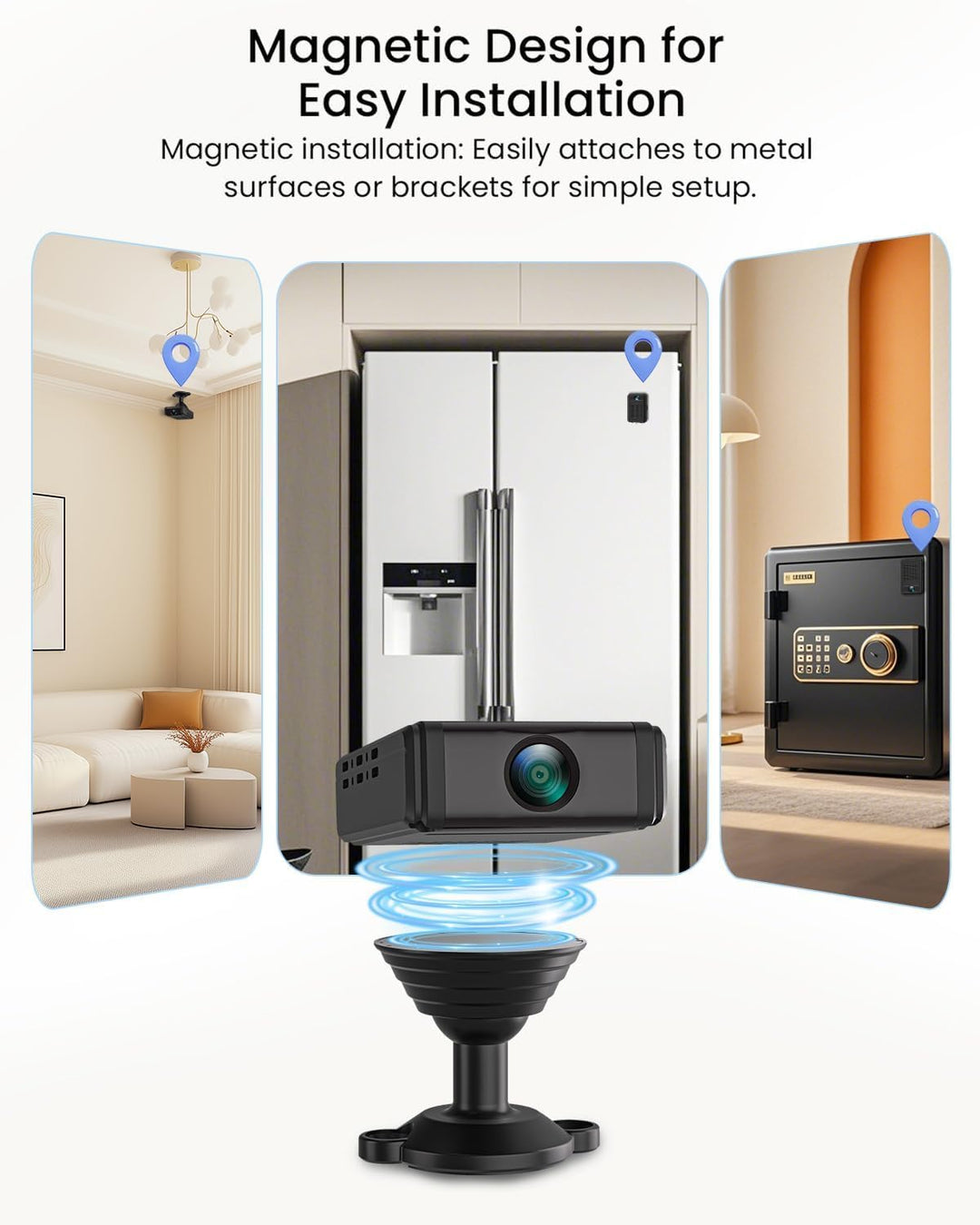 Mini WLAN Kamera, 4K HD Überwachungskamera 180° drehbarem Objektiv, Remote Viewing für Sicherheit mi