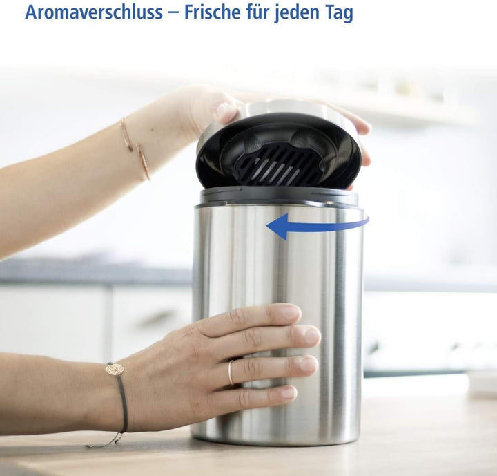 Xavax Kaffeedose luftdicht für 1 kg Kaffeebohnen (Behälter für Kaffee, Tee, Kakao, Nudeln, Edelstahl