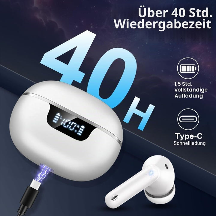 Bluetooth Kopfhörer, Kopfhörer Kabellos Bluetooth 5.4, In Ear Kopfhörer mit ENC Noise Cancelling Mic