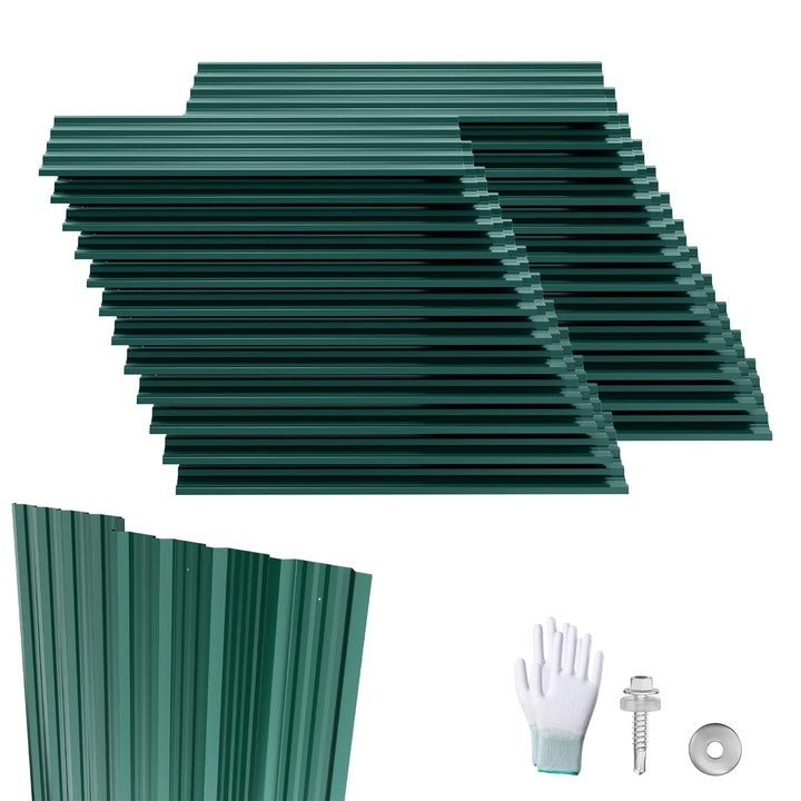 24 Stück Dachplatten Trapezblech 129,5x45 cm, 14 m² Verzinkte Wellplatten Stahlblech, Profilblech Da