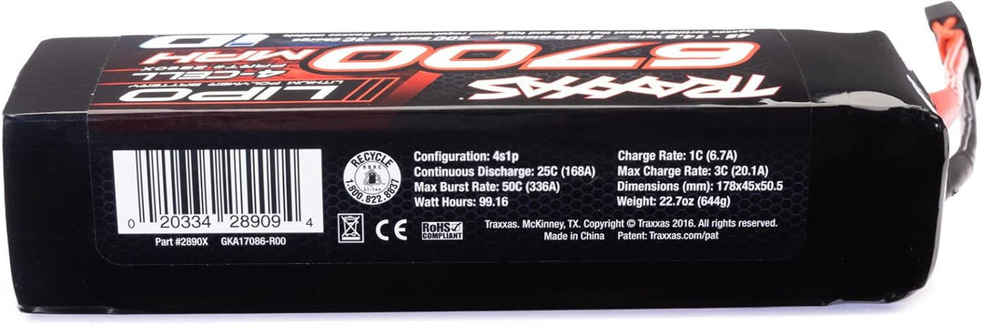 Traxxas LIPO 6700mAh 14,8V 4 Zellen 25C mit Traxxas iD Stecker