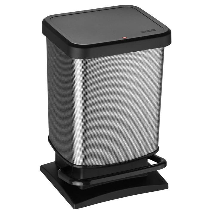 Rotho Paso Mülleimer 20l mit Pedal und Deckel, Kunststoff (PP) BPA-frei, carbonmetallic, 20l (29.3 x