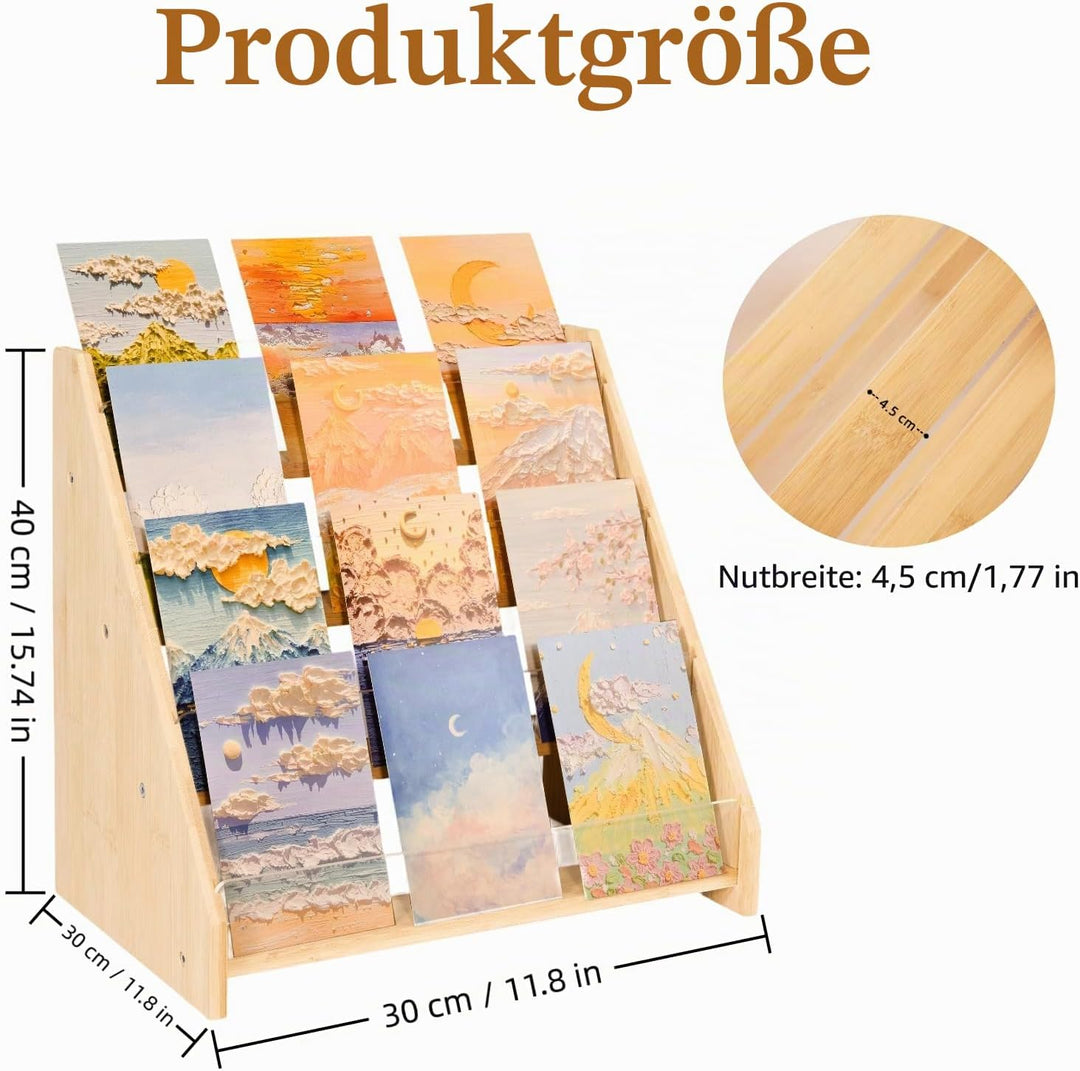 Grusskarten-Präsentationsständer, 4-stöckig, aus Holz, Mehrzweck-Broschürenhalter, tragbarer Präsent