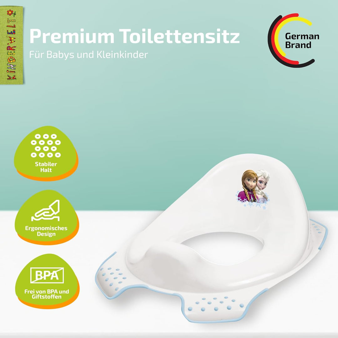 KiNDERWELT Premium Toilettensitz für Kinder und Babys, Disney Frozen Design in Weiss, Töpfchen für K