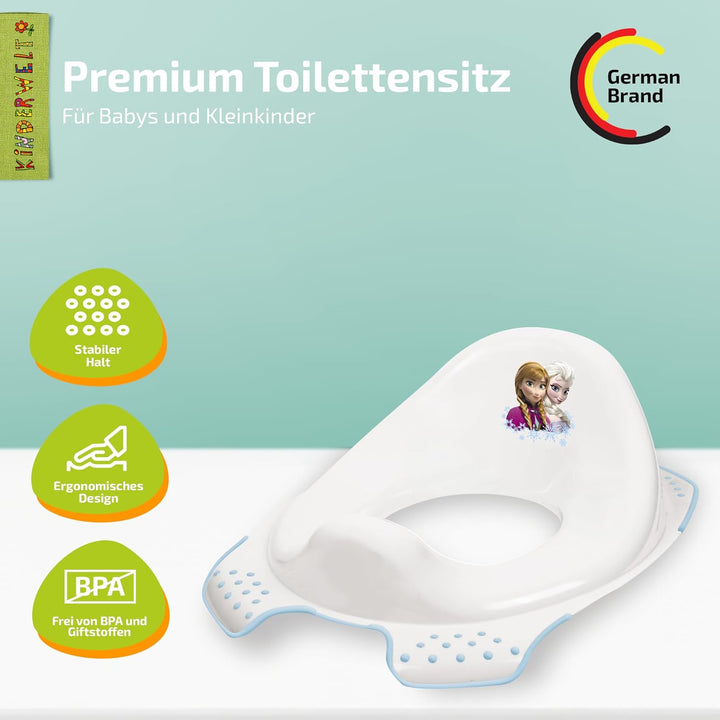 KiNDERWELT Premium Toilettensitz für Kinder und Babys, Disney Frozen Design in Weiss, Töpfchen für K