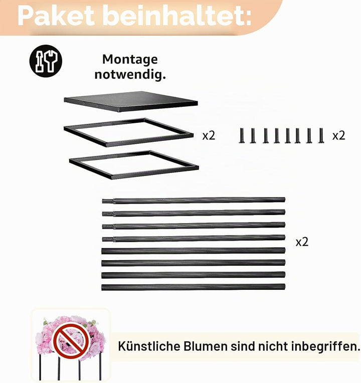 Nuptio Schwarzer Vasen Pflanzenständer 2 Stück 80cm Hohe Blumenvasen für Hochzeit Geburtstagsparty M