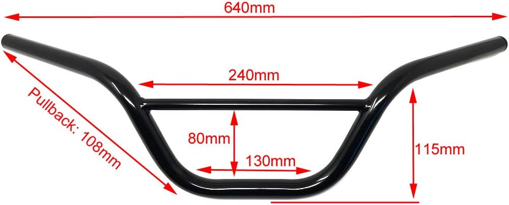 Motorrad Lenker Für Affe Fahrrad Pit Bike Scrambler - 22mm 7/8" Mit 4.5" Aufstieg - Schwarz, Schwarz