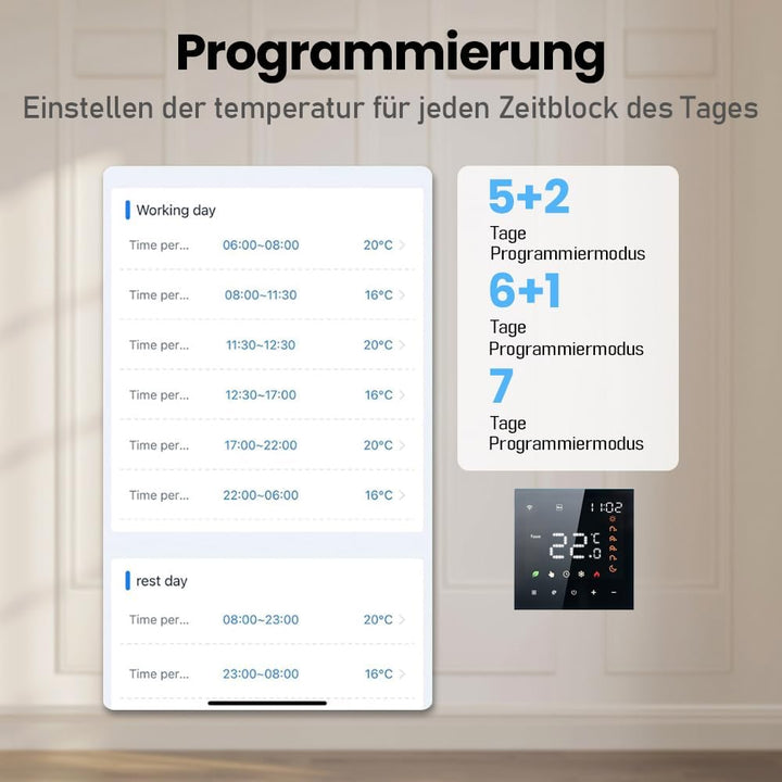 Decdeal WiFi Smart Thermostat Raumthermostat,Wasser Thermostat Fussbodenheizung,Fernsteuerung Progra
