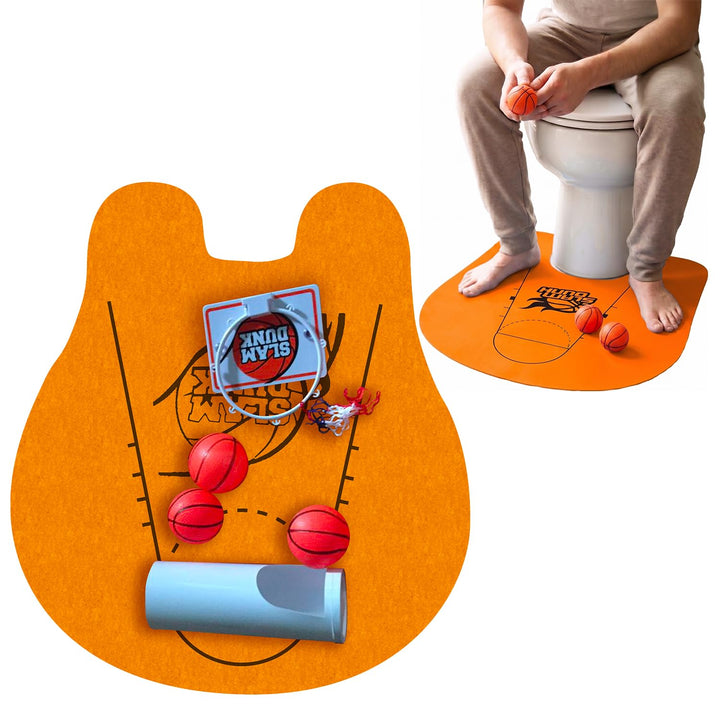WC-Basketball-Set | Komplettset | Toiletten-/WC-Set | Premium-Qualität | 1 Teppich | 1 Korb mit Saug