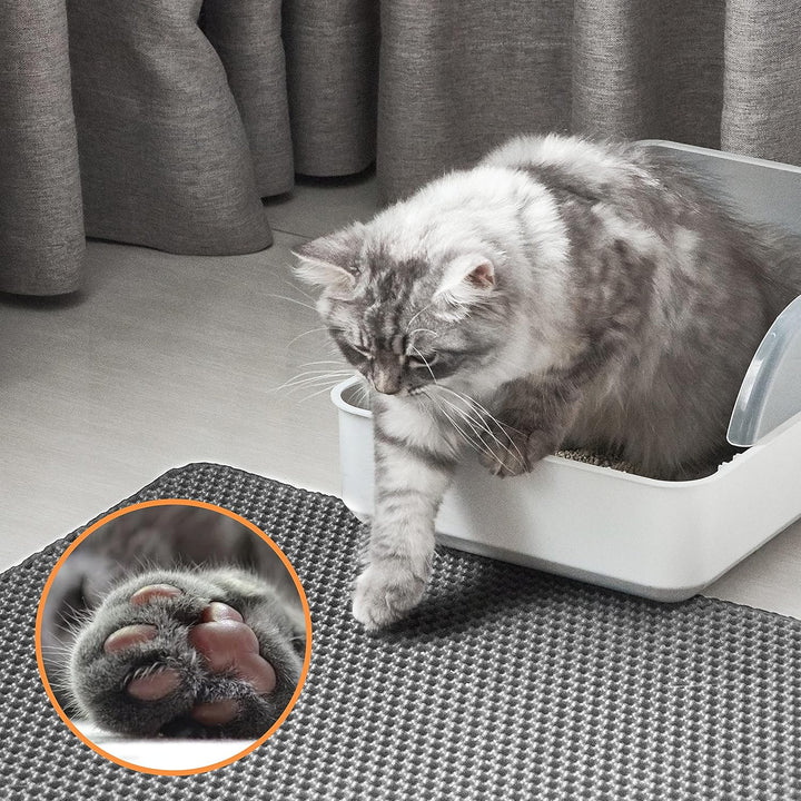 Conlun Katzenstreu Matte, 76x56 cm Upgrade mit super-wasserfester Rückschicht, Katzenklo-Matte, ruts