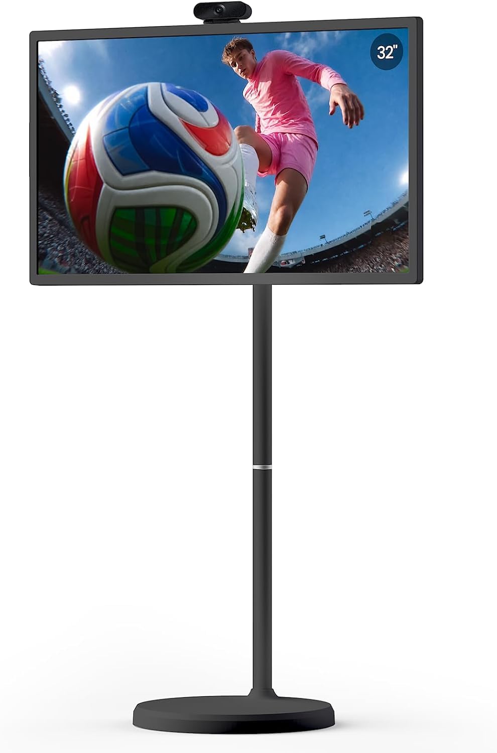 cozyla 32 Zoll Smart Portable TV mit integriertem Akku und Rollen Reinschwarz, Reinschwarz