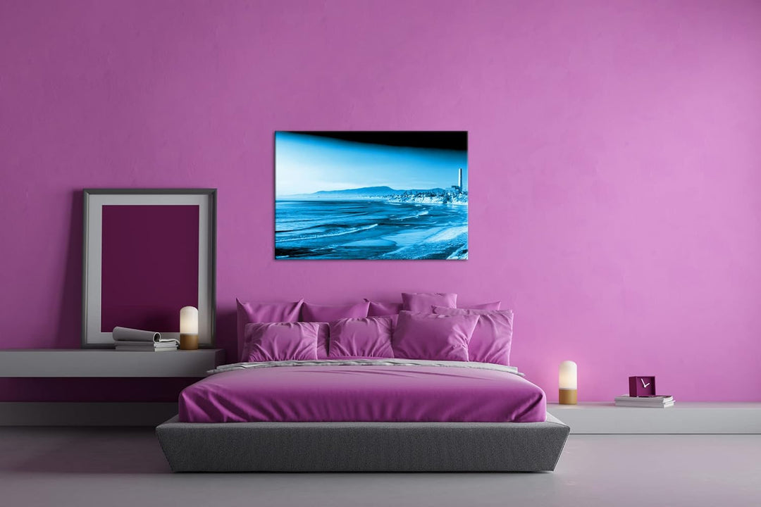 deyoli zauberhafte Küste von Kalifornien Format: 80x60 Effekt: Monocrome Blau als Leinwand, Motiv fe