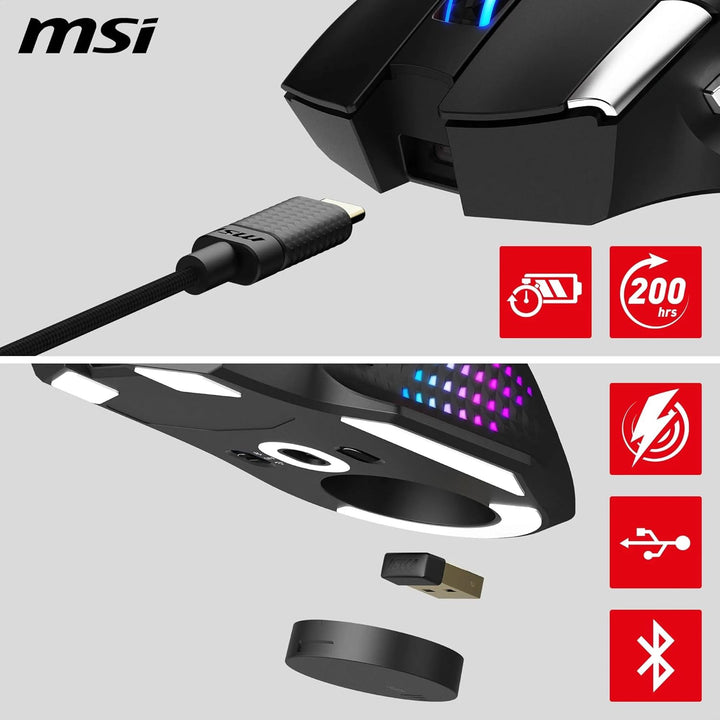 MSI Versa PRO Wireless + Mouse Dock PRO Gaming-Maus – Ladestation, 26000 DPI optischer Sensor, für R