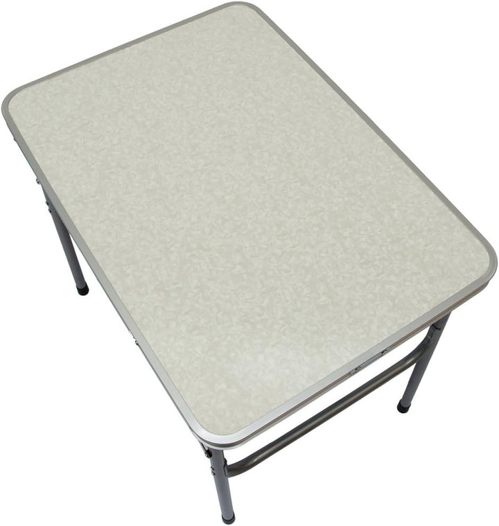 AMANKA Alu Campingtisch 80x60cm - Klapptisch Picknicktisch Leichter Falttisch Marmor-Optik Hellgrau,