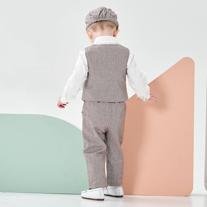 Volunboy Baby Anzug Jungen Anzugweste Hemd mit Fliege für Festlich Hochzeit Bekleidung Set 4tlg 9-12