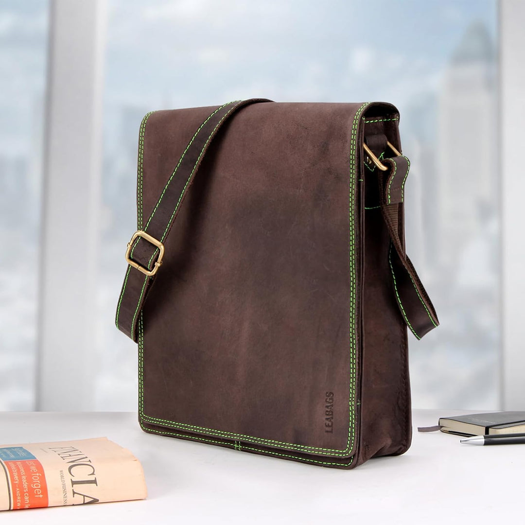 LEABAGS Unisex London Umhängetasche (1er Pack) L Nature Dunkelbraun, L Nature Dunkelbraun