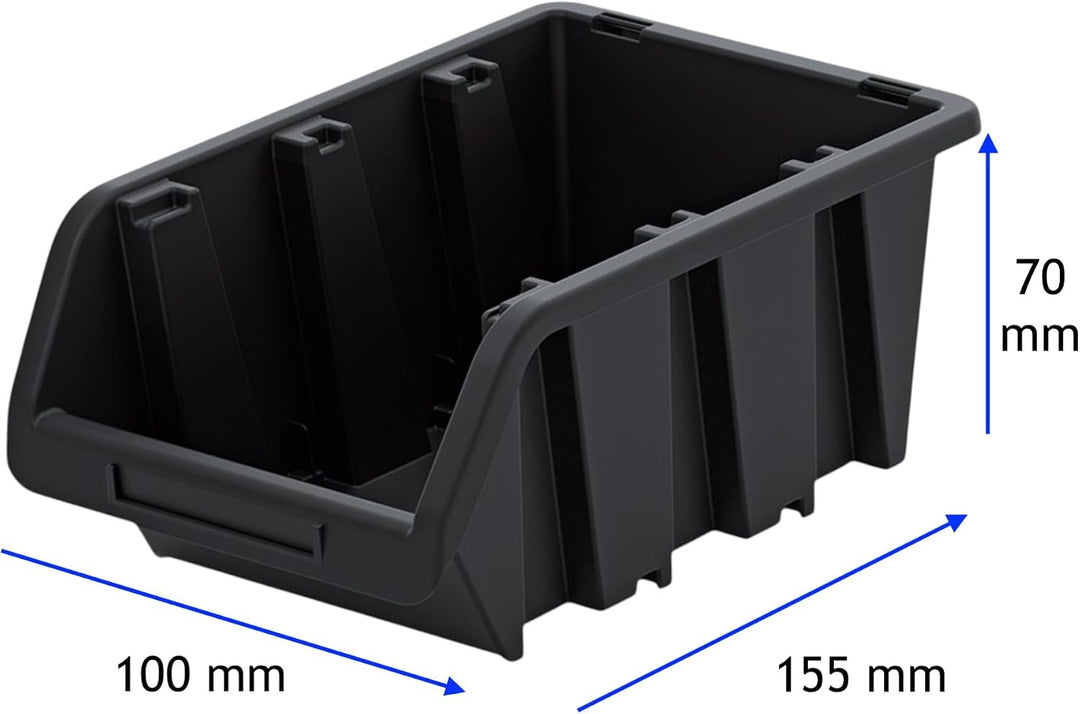 Sichtlagerbox stapelbar aus robustem PP-Kunststoff – Sortierbox &amp; Sichtlagerkasten mit Etikettenfach