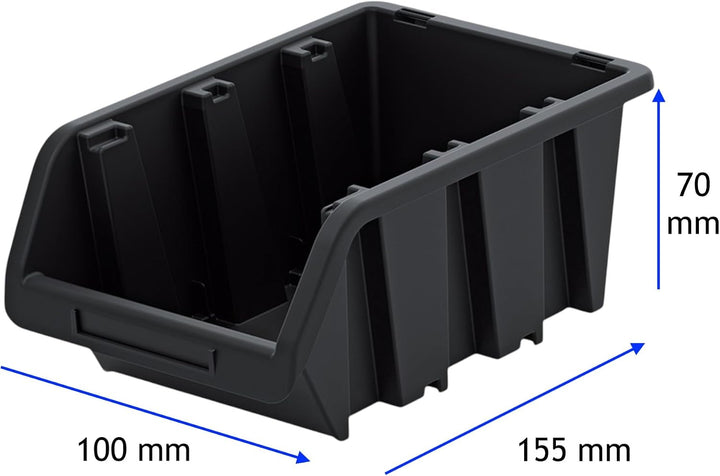 Sichtlagerbox stapelbar aus robustem PP-Kunststoff – Sortierbox &amp; Sichtlagerkasten mit Etikettenfach