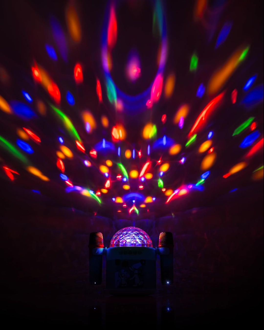 GOGEN Disco Kinder‑Bluetooth‑Party‑Lautsprecher I 6,5W I Karaoke mit 2 Mikrofonen I Licht‑Effekte I