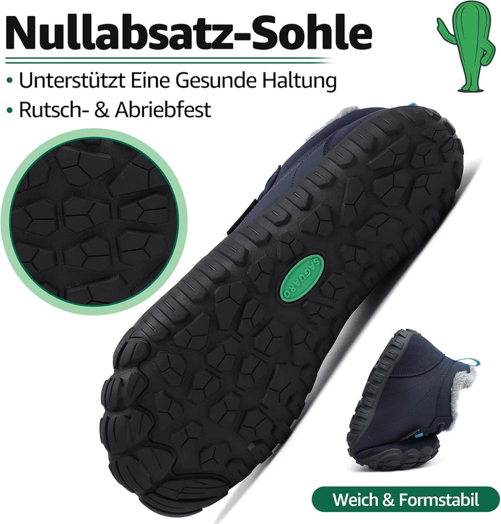 SAGUARO Winter Barfussschuhe Warm Gefüttert Winterschuhe für Damen Herren,EU Gr.36-48 38 EU Dunkelbl