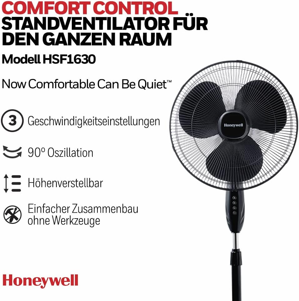Honeywell Comfort Control Standventilator für den ganzen Raum (3 Geschwindigkeitseinstellungen, Oszi