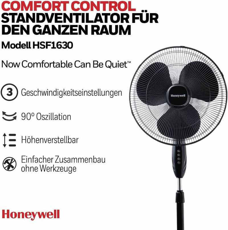 Honeywell Comfort Control Standventilator für den ganzen Raum (3 Geschwindigkeitseinstellungen, Oszi