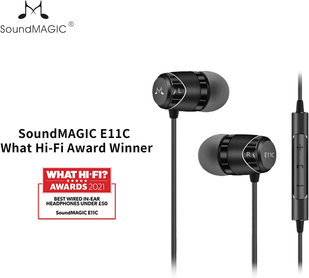 SoundMAGIC E11C Kabelgebundene Kopfhörer mit Mikrofon, HiFi-Stereo-Ohrhörer, geräuschisolierende In-