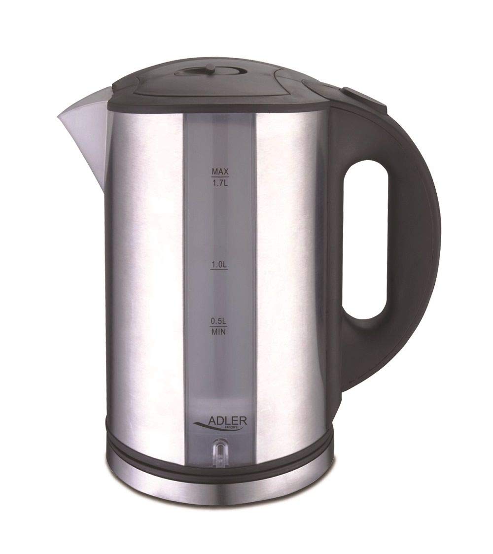 Adler AD 1216 FO-AD1216, Kunststoff, 1.7 liters, Silber/Schwarz 1 - Pack Noir, plastique 1.7 Liter,