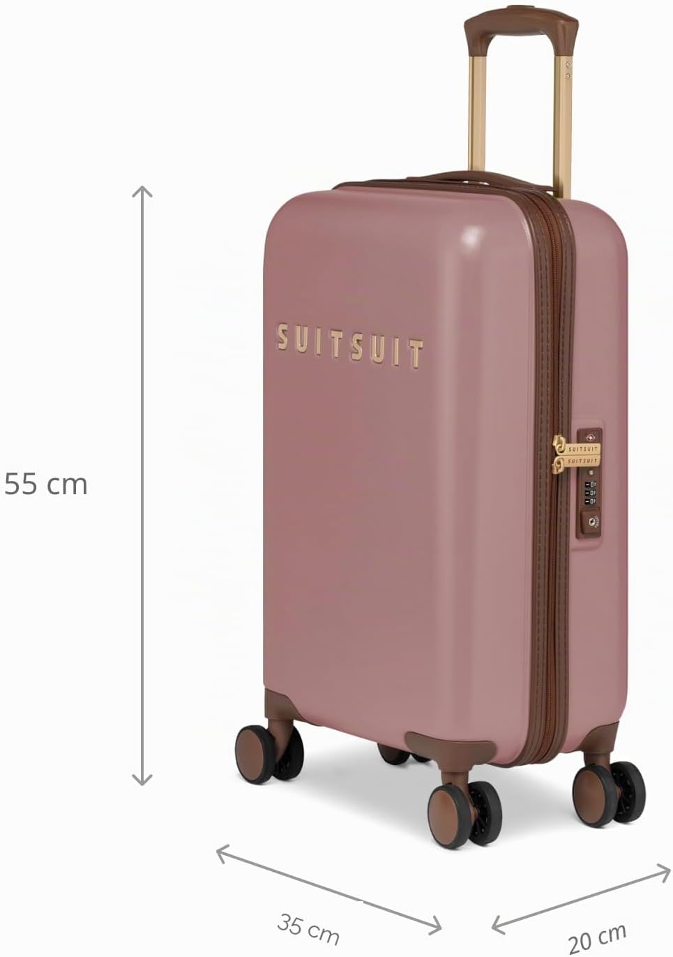 SUITSUIT Fab Seventies – Handgepäck-Koffer – TSA-Schloss – 4 Rollen – 33L – 55 cm – Pink, S