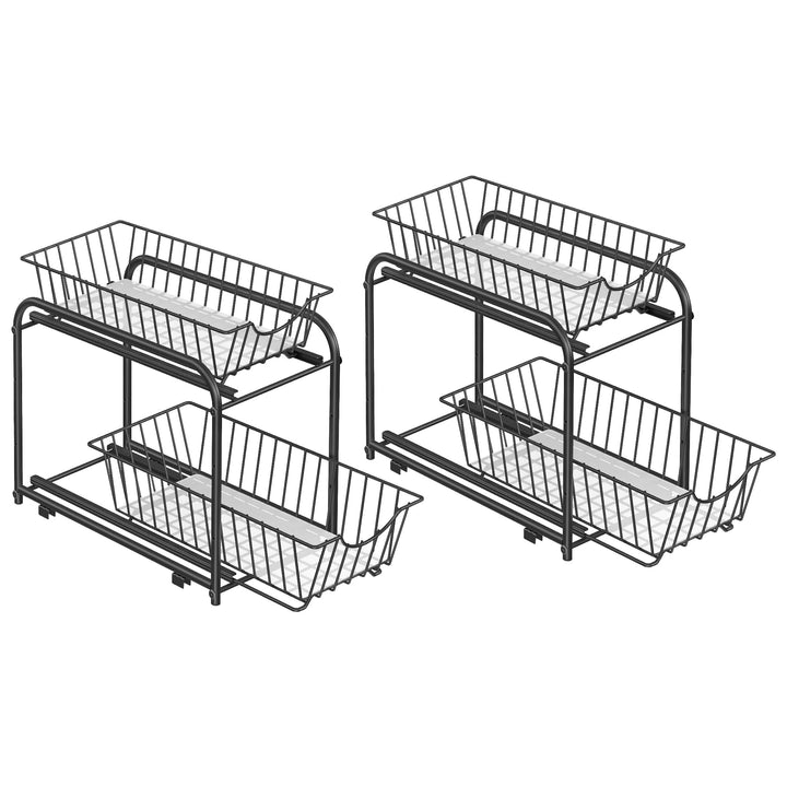 SONGMICS Küchenschrank Organizer, 2er Set, Küchenregal, Ordnungssystem, 2 Ebenen, stapelbar, erweite