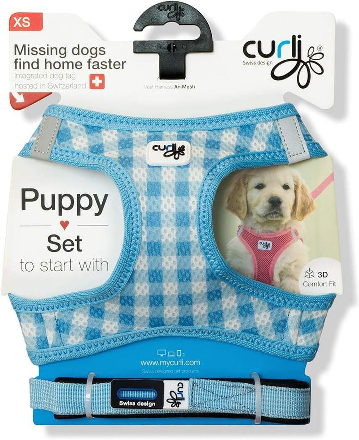 Vest Harness Air-Mesh Skyblue-Circles M &amp; Leash L M Skyblue-Circles, M Skyblue-Circles