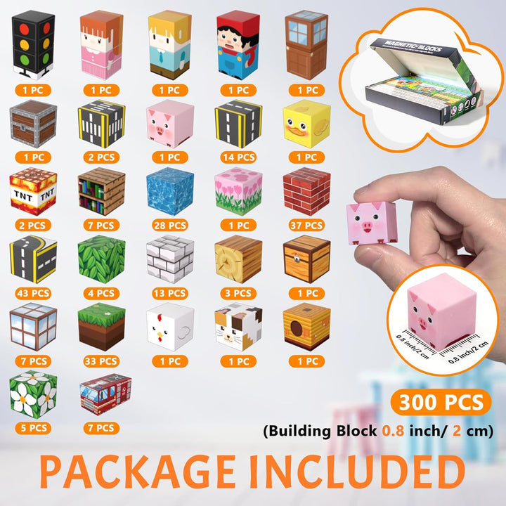 Vdealen 300 PCS Magnetische Bausteine, Stapelung Magnetwürfel Spielzeug für Kinder, STEM Montessori