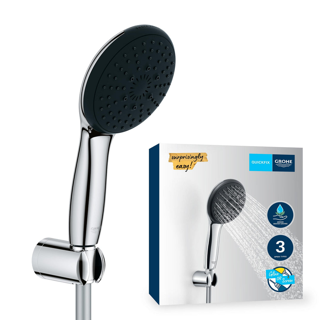 Grohe Vitalio 110 Wandhalterset wassersparend-8l pro Min (3 Strahlarten, Standardanschluss, mit 175c