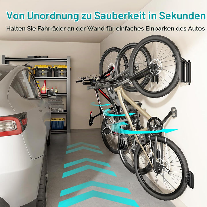 PEGZONE 4er-Packung Schwenkbare Fahrrad-Wandhalterung, Fahrradaufhänger für die Garage, Wandhalterun