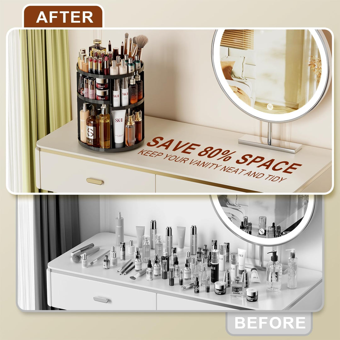 Auxmir Make Up Organizer mit 9 Einstellbaren Stufen, 360° Drehbar Schminktisch Kosmetik Organizer, E