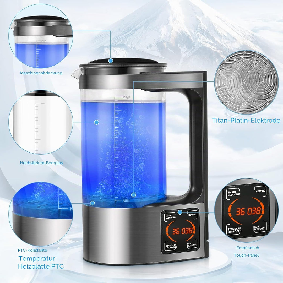 Wasserstoff Generator, 2L Wasserstoff Wassergenerator, Wasserstoffreiche Tragbar Wasserstoffgenerato