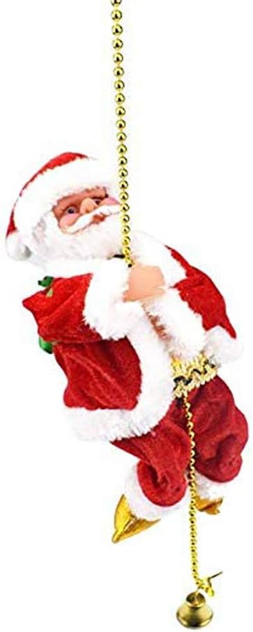 POFET Elektrischer animierter kletternder Weihnachtsmann auf Perlenkette Musikalische bewegliche Fig