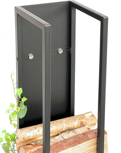 DanDiBo Kaminholzregal Innen Metall Schwarz Kaminholzständer 120 cm mit Rückwand an der Wand Hängend