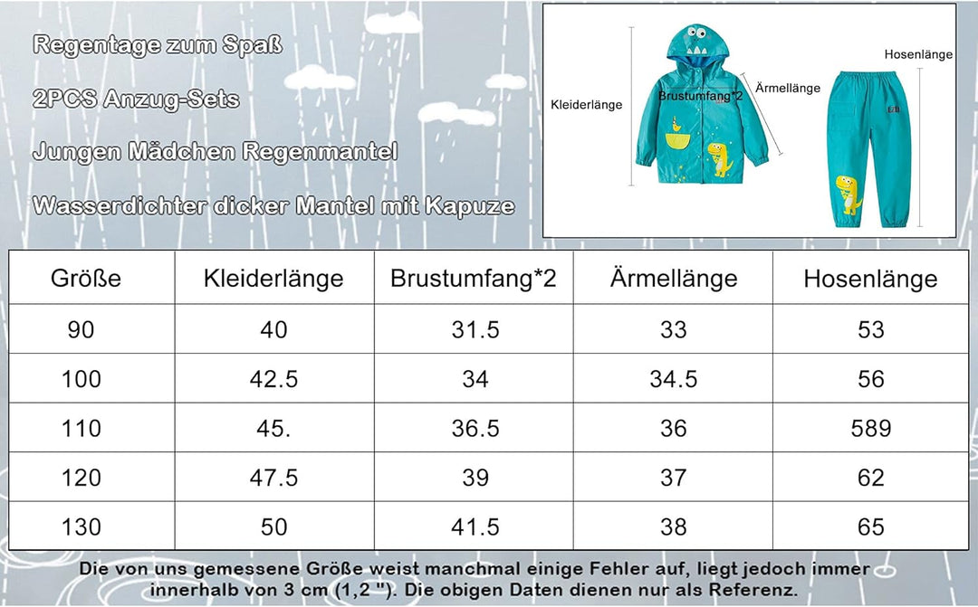 LZH Jungen Regenmantel Kinder Wasserdichte Mit Kapuze Mädchen, Jacke Hosen Anzug Lightweight 2 Stück