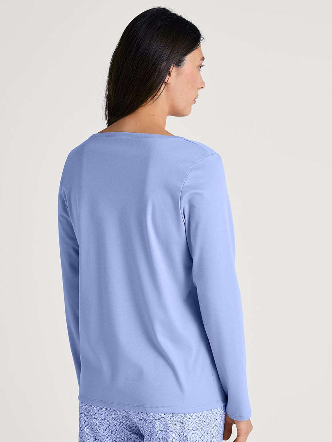 CALIDA Favourites Langarmshirt Damen, aus 100% Baumwolle, Dicker, wärmender Stoff 40-42 Hydrangea Bl